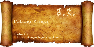 Baksay Kinga névjegykártya